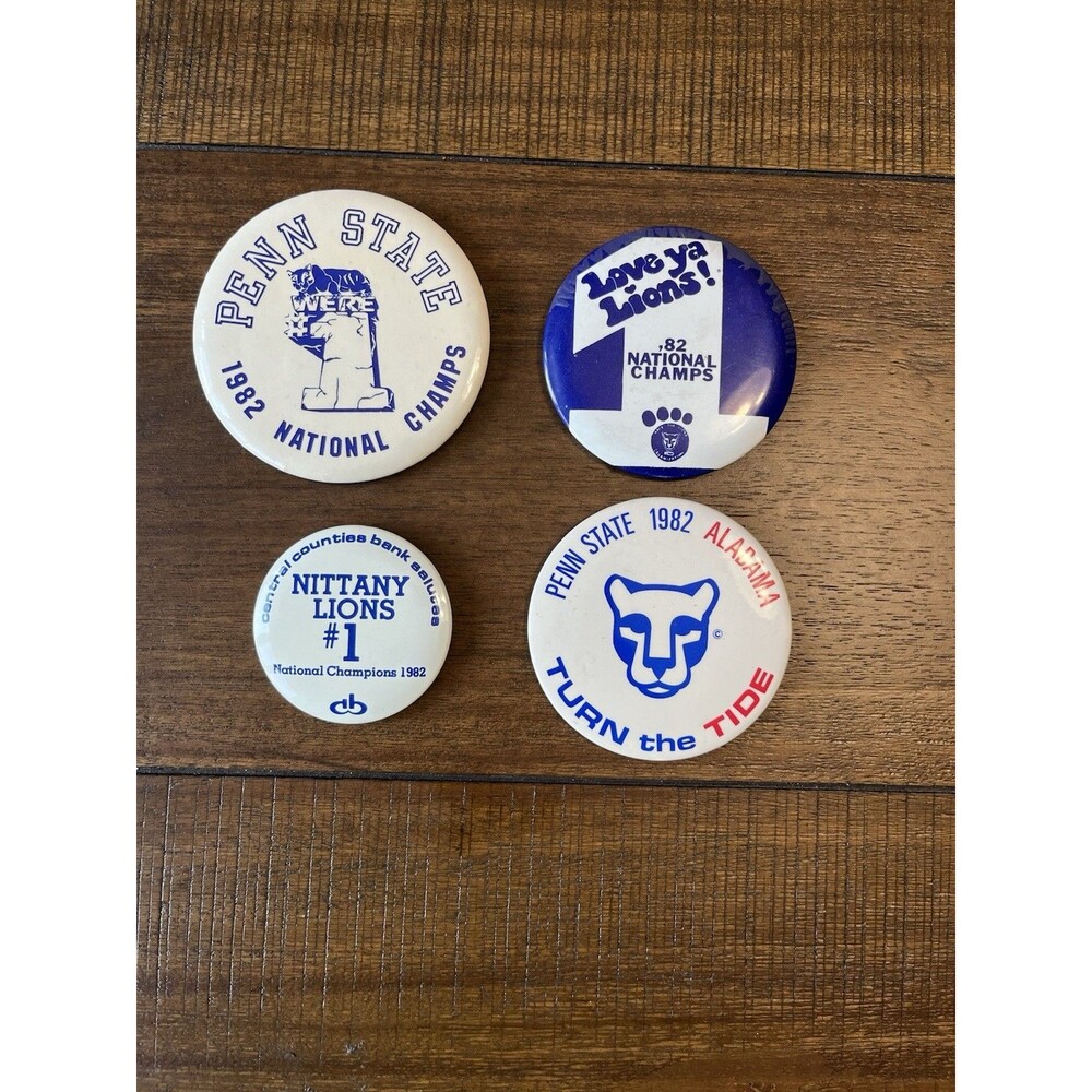 VTG 4- 1982 National Champions BUTTON PENN STATE PSU Nittany Lions Football